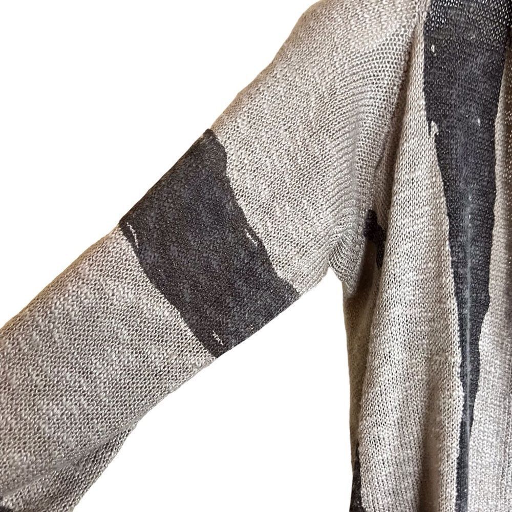 Fate Cream and Gray Boho Long‎ Cardigan Wrap Art Deco Wool Blend Size Med - Picture 5 of 10